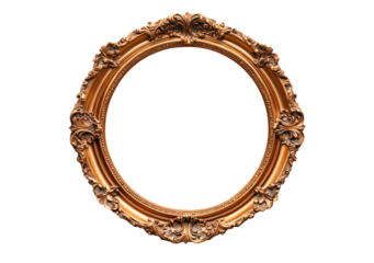Vintage round antique gold frame mockup PNG
