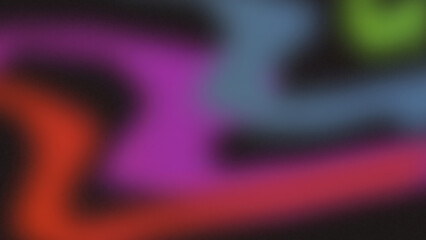 Vibrant neon abstract background with fluid curved shapes in purple red blue and green on dark backdrop for digital design