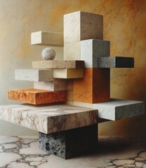 Abstract Ceramic Tiles Collection on White Surface for Interior Design and Decoration