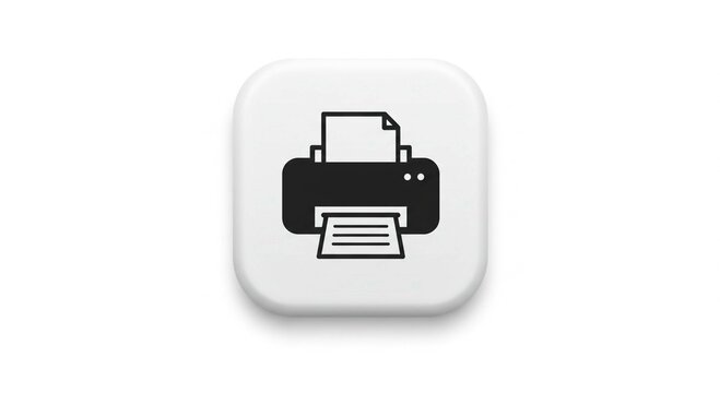 Digital print button: A graphic icon of a printer is displayed on a button, presenting an essential visual element that represents the concept of printing
