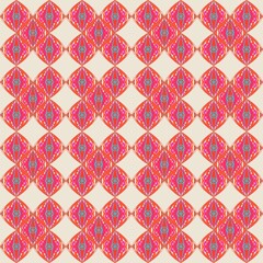 Diamond pattern. Seamless pink, orange, eyes pattern on soft background. Vintage background.