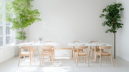 Obraz premium Light-filled, minimalist dining room