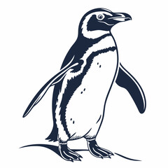 Fototapeta premium Penguin Vector Black and White Line Art Bird Nature Graphic