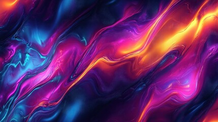 Vibrant Abstract Fluid Art Neon Colors Futuristic Dynamic Movement High Contrast Lighting Iridescent Holographic Background