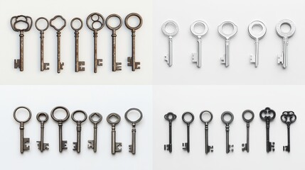 Collection of antique and modern keys.