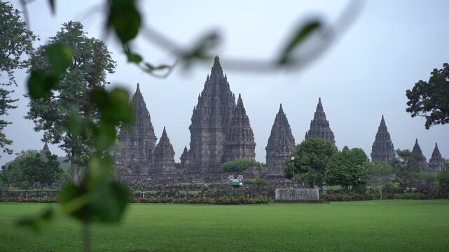 Landscape of Prambanan temple is a Hindu temple.in Yogyakarta Indonesia