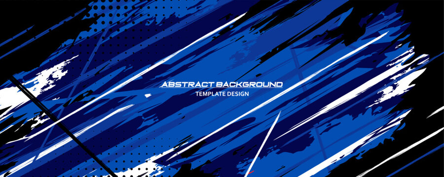 Blue Vector Abstract Background with Sportly Style and Grunge Effect. Brush Stroke Illustration Vector, Poster. Scratch Texture Elements For Design Template