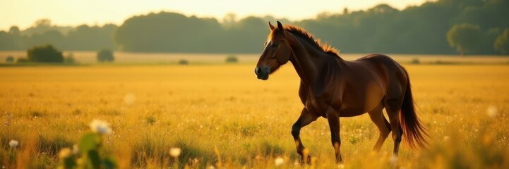 Fototapeta premium Horse isolated in farm background, silhouettes, barns