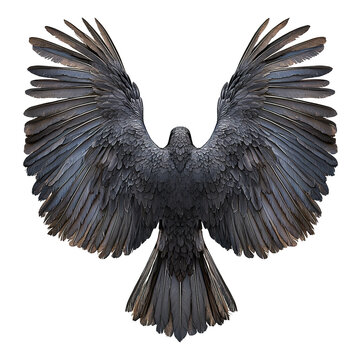 This image features a dark bird with fully outstretched wings, showcasing intricate feather detail.