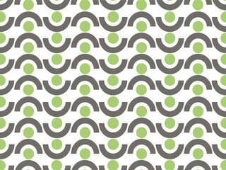Seamless vector texture design with green stripes and abstract geometric shapes
