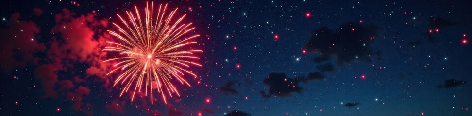 Fototapeta premium New Year's Eve fireworks explosion in the night sky , night, vibrant