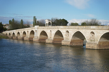 Fototapeta premium Meric Bridge over Meric River, Edirne, Turkiye
