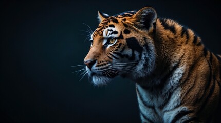 Obraz premium Majestic Tiger Profile on Dark Background