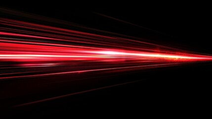 Striking red light streak on a deep dark background, symbolizing fast movement and digital speed