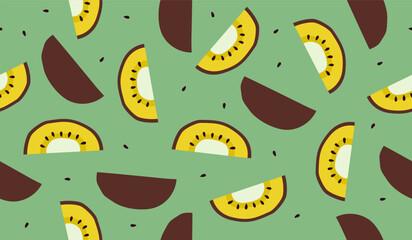 Cute kiwi fruits pattern background vector design