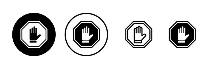 Fototapeta premium Stop icon vector illustration. stop road sign. hand stop sign and symbol. Do not enter stop red sign with hand