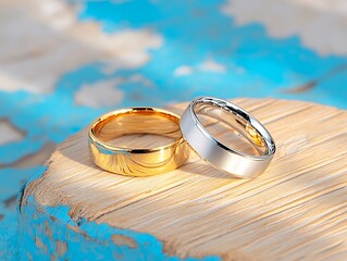 Gold & Silver Rings on Wood