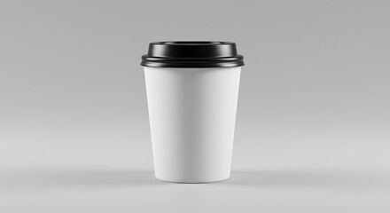 Blank White Coffee Cup Mockup with Black Lid