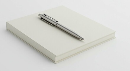 notebook and pen with white background