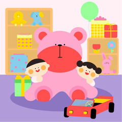 귀여운 장난감 가게 일러스트