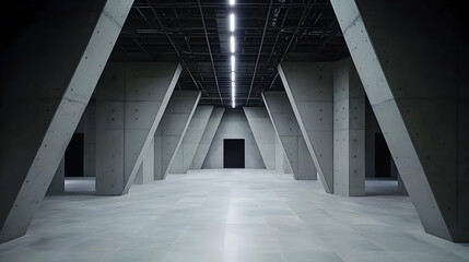 Obraz premium Modern Industrial Concrete Tunnel Interior