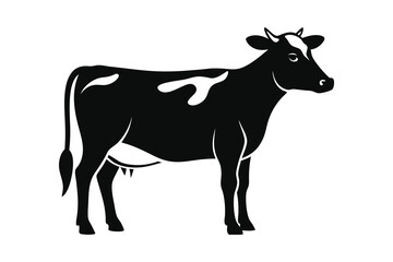 Cow silhouette vector illustration on white background