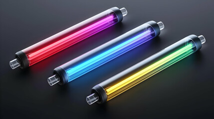 Colorful Glowing Tubes on Dark Background