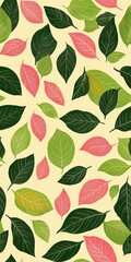 Tropical leaves in pink and green, designed in the wallpaper pattern