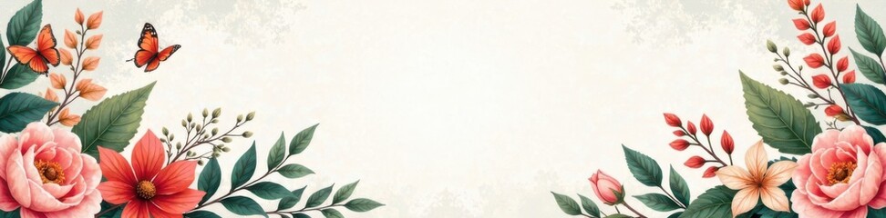 Obraz premium Beautifully illustrated foliage on an elegant wedding stationery, illustration, card