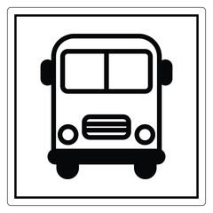 Simple Icon of a Bus in Black and White Design