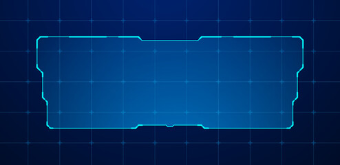 Futuristic interface or technology box blue isolated. Sci-Fi lower third vector editable
