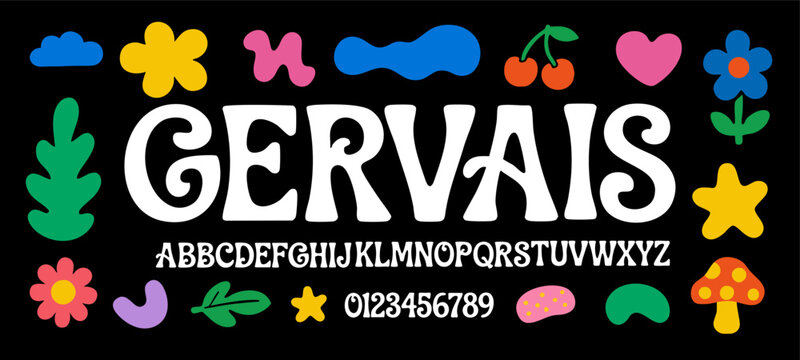 Display serif retro font alphabet letters numbers for logo maker typography lettering bold modern fonts text typeface vector illustration