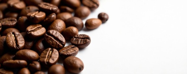 Fototapeta premium Close-up of coffee beans on white background , cup, beans
