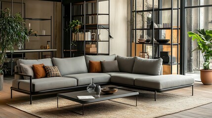 Modern Sectional Sofa in a Stylish Loft Apartment