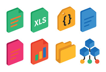 Isometric flat vector set of icons of user profile settings: avatar, username, bio, email, password, privacy, sign out, account sync. isolated transparent background.