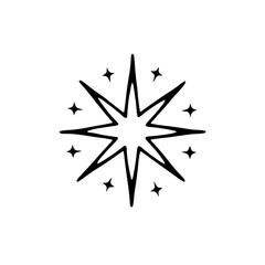 Simple Black Starburst Illustration on White Background