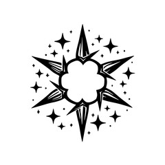 Black and White Starburst with Space for Text - Abstract Design