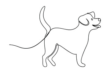 Dog Line Art Simple Design Continuous Outline Minimalist Style Pet Animal One Line Drawing Modern Vector Illustration