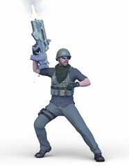Naklejka premium 兵士 3DCGレンダリング