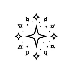 Minimalist Starburst Logo: Black Outline, White Background