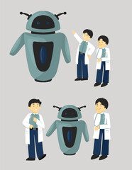 Scientist Build Artificial Intelligence Illustration