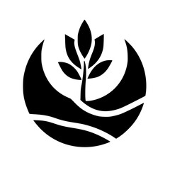 Minimalist Organic Branding: Tree and Landscape Symbol in Black and White