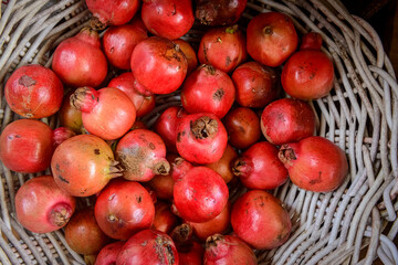 Organic Pomegranates in a Basket at Fair in João Pessoa, Brazil