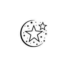 Black & White Star and Crescent Logo Design - Celestial Abstract