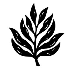 Black & White Leafy Branch Illustration, Minimalist Botanical Design