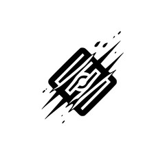 Abstract Geometric Emblem with Speed Lines, Black and White Logo