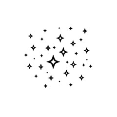 Minimalist Black Starburst Cluster on White Background