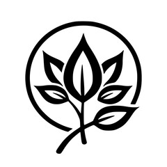 Modern Botanical Logo: Minimalist Leaf Design, Black and White, Eco-Friendly Concept
