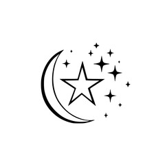 Fototapeta premium Celestial Harmony: Black and White Moon, Star, and Sparkle Icon