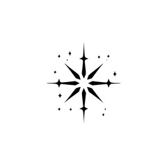 Black Starburst Emblem on White Background - Minimalist Design